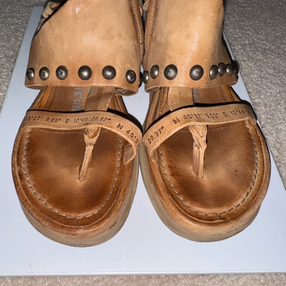 A.S. 98 Pacey Natural Leather Studded Harness Zip Sandals Size EU 39 / US 9 - Picture 2 of 11